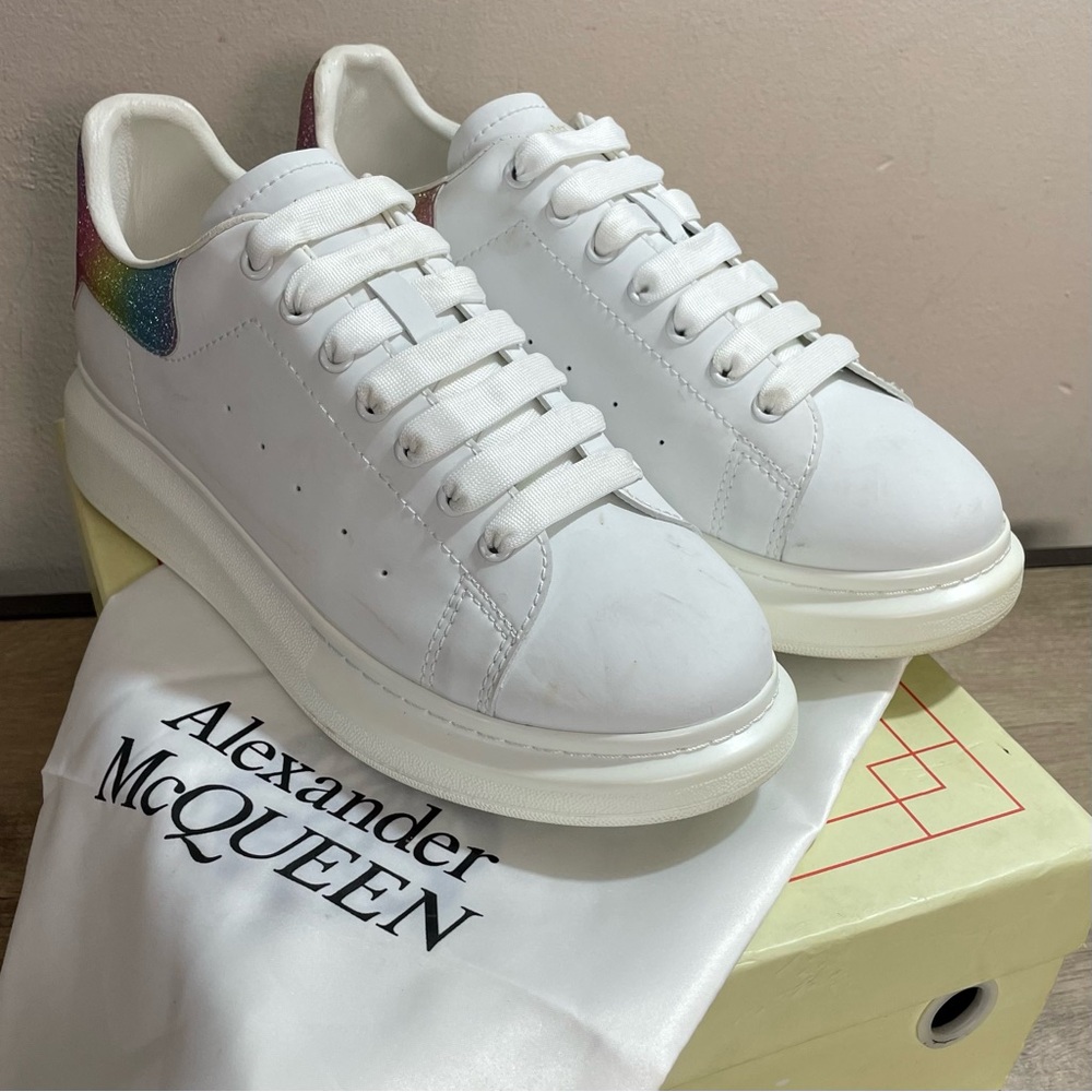 ALEXANDER McQUEEN Rainbow GLITTER White OVERSIZED Platform DESIGNER SHOES